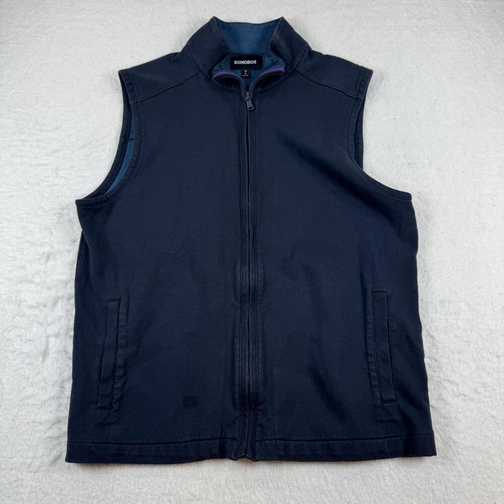 Bonobos Vest Mens Size M Blue Cotton Blend Full Zip Slim Windbreaker Layer